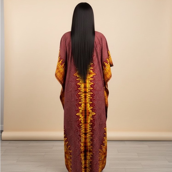African Dera Kaftan Dress Tie Dye One Size Multi Color - Picture 3 of 5